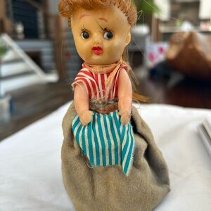 Vintage Dancing Pony Doll with Striped Dress